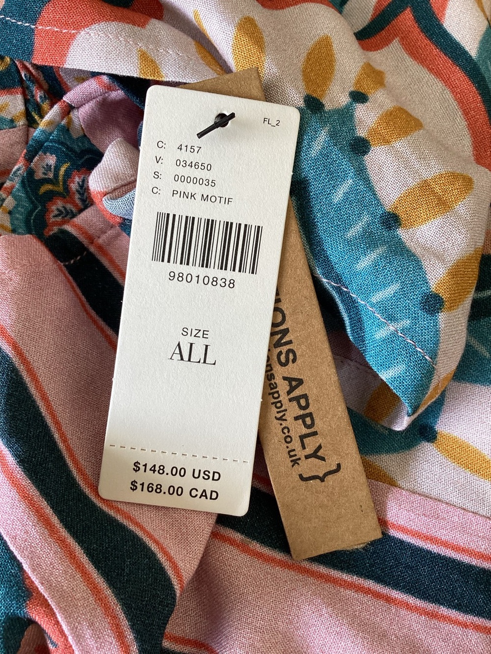 Anthropologie Kaftan Conditions Apply V-Neck Dress New Pink Pattern One Size - Picture 12 of 15